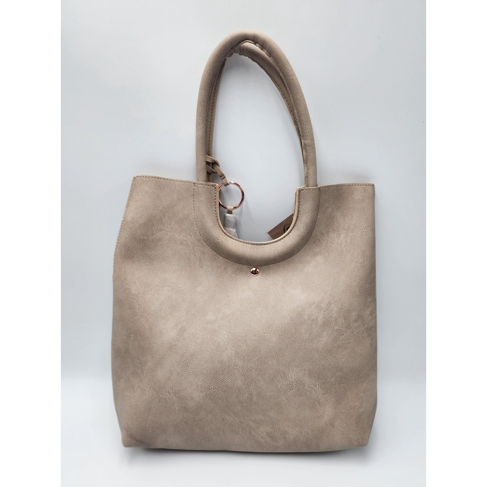 NWT Beige Ulta Beauty Tote Bag Earth Tone Beige Faux‎ Leather Chic Makeup